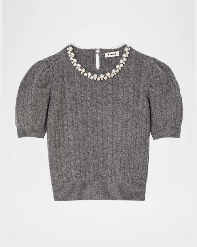 Madie Embellished Cable-Knit Sweater